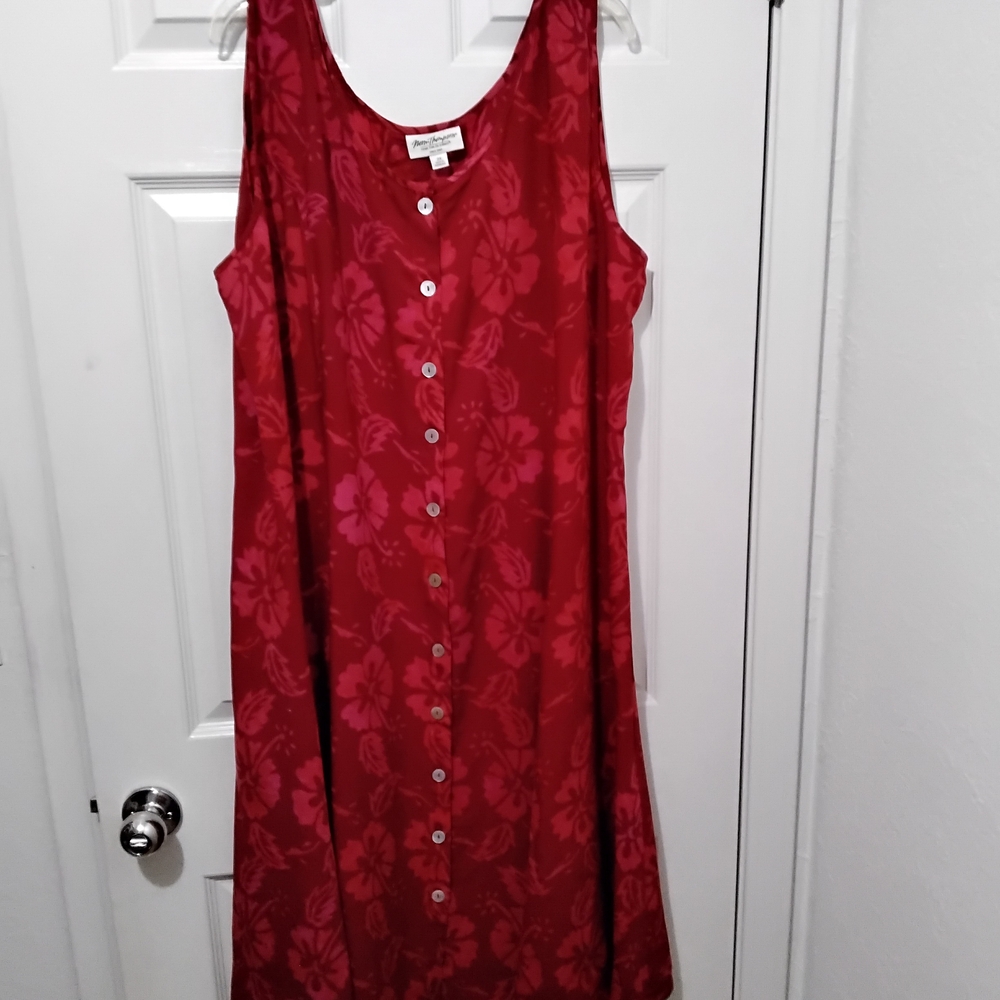 Norm Thompson Red Floral Blouse
